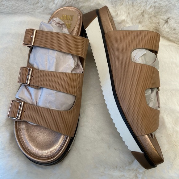 JANE AND THE SHOE Nola Tan Sandals with Adjustable Straps NWOT Sz-8.5. C - Picture 3 of 9